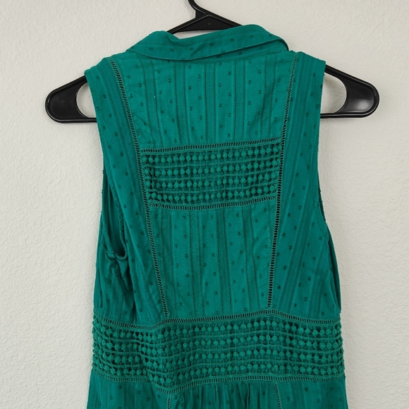 Anthropologie Maeve Swiss Dot Lace Crochet Shirt Dress Sleeveless Button Up Sz 6 - Picture 11 of 12